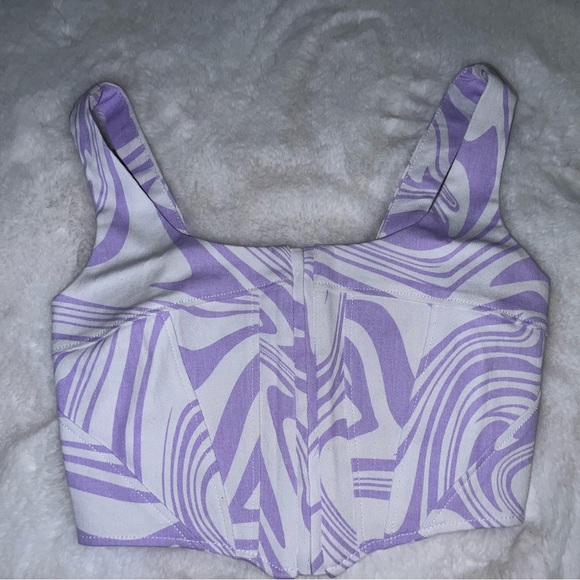 Steve Madden Tops - New Steve Madden Purple Lilac Swirl Corset Crop Top Tank